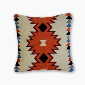 Bohemian kilim pillow in terracotta color